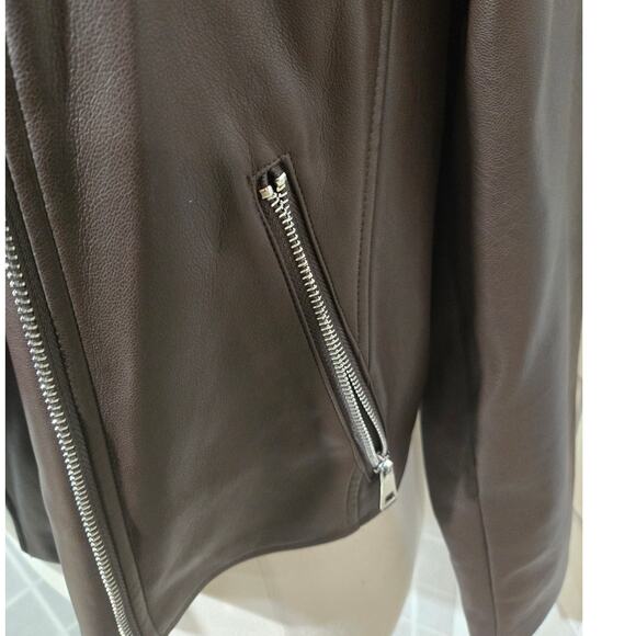 NWT Eloquii Faux Leather Moto Zip Up Short Asymmetrical Jacket Plus Size: 14/16 - Picture 10 of 11